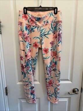 NWOT Ideology Peach Floral Active Leggings